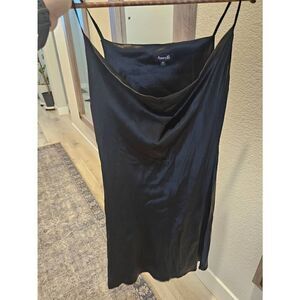 Amaryllis black silk cowl neckline dress. Small